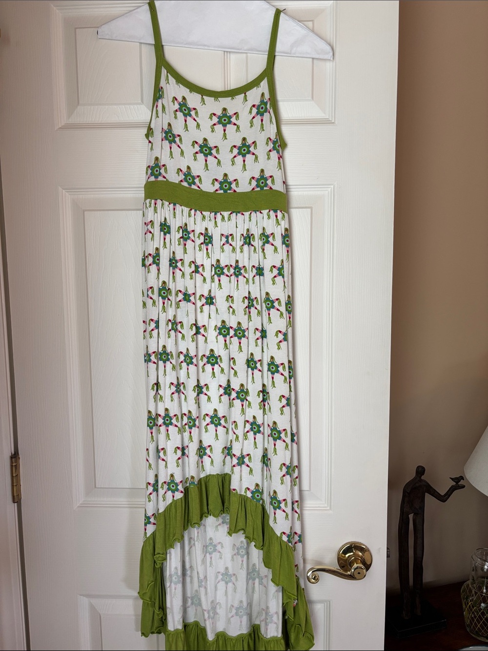 Kickee Pants White Floral Maxi Dress with Green Trim